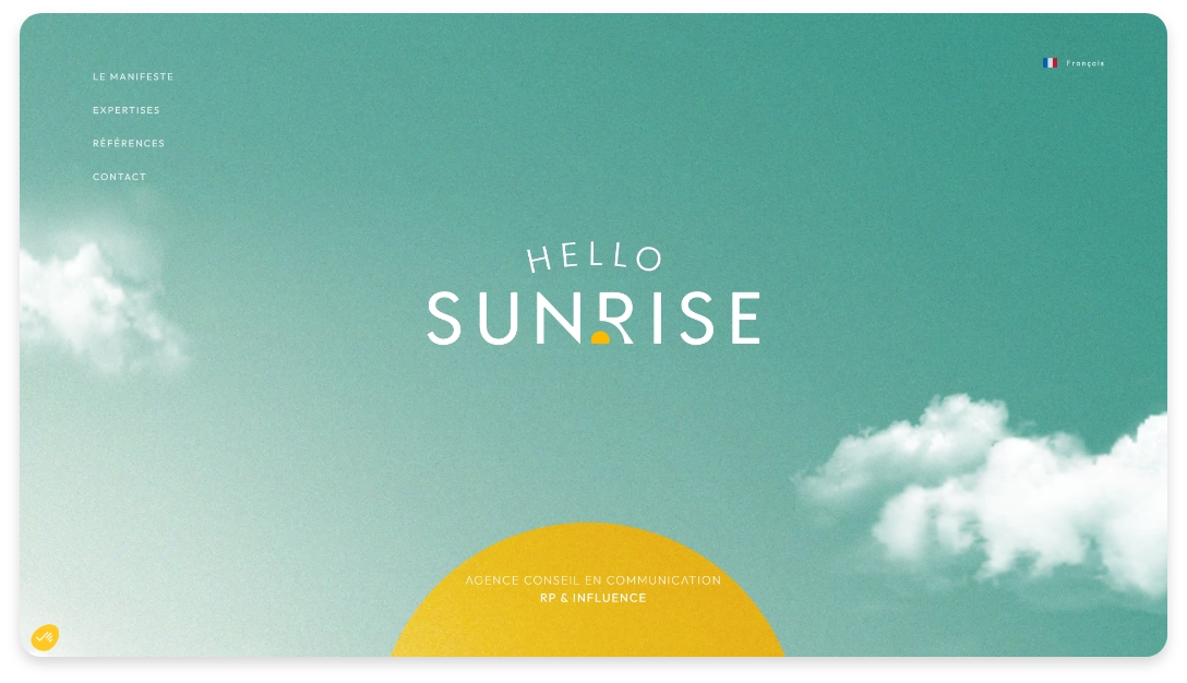 Capture d'écran du site Hello Sunrise PR Agency
